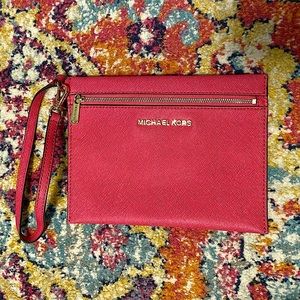 Michael Kors saffiano leather pouch/wristlet -pink